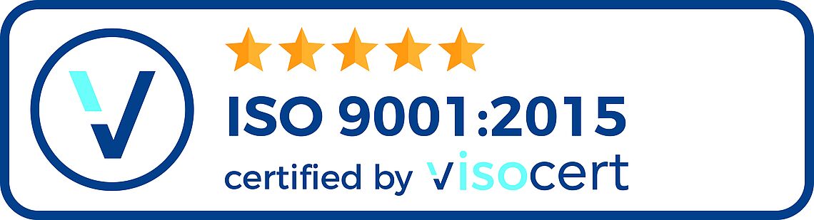 Logo Zertifikat "ISO 9001:2015" von Visocert