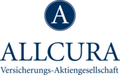 Logo der Allcura Versicherungs-Aktiengesellschaft. Die Schrift ist sehr klassisch und in dunkelblau gehalten.